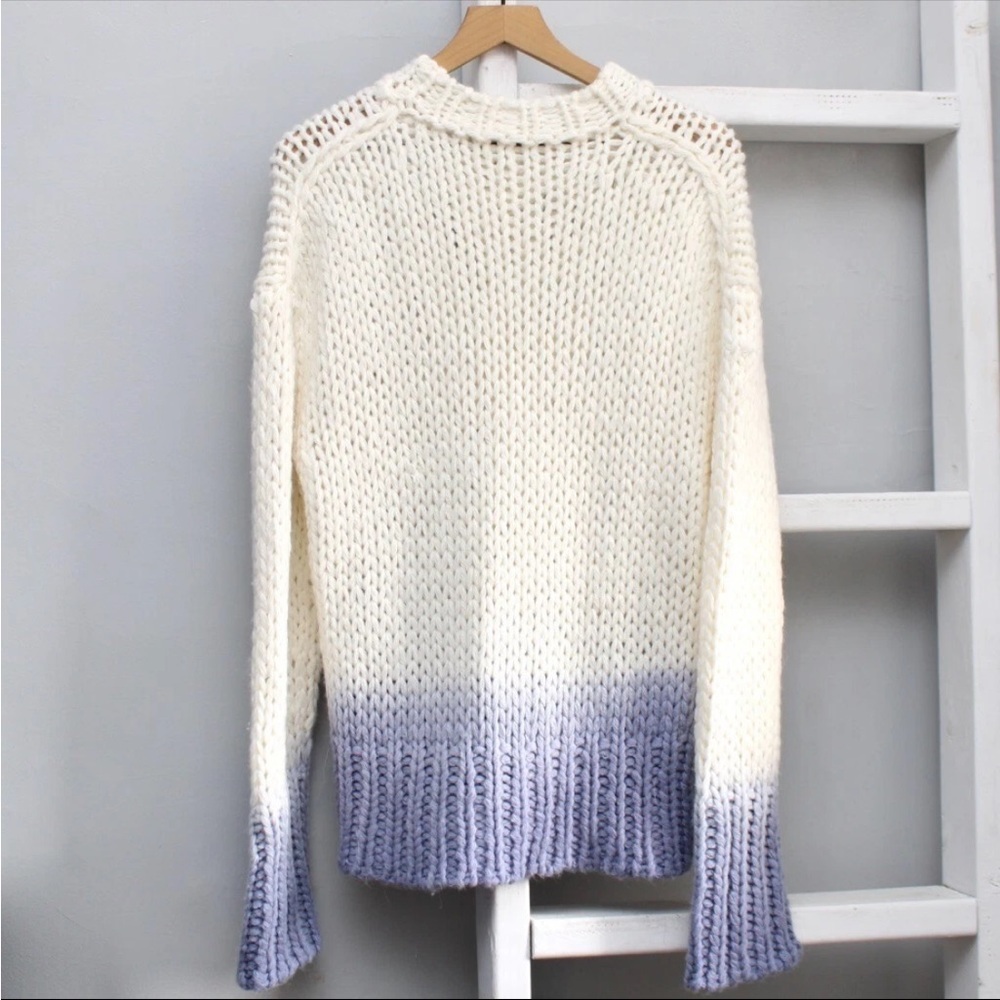 ACNE STUDIOS Cream Purple Dip-Dyed Wool Blend Knit Jumper Sweater SZ Medium - Picture 2 of 6